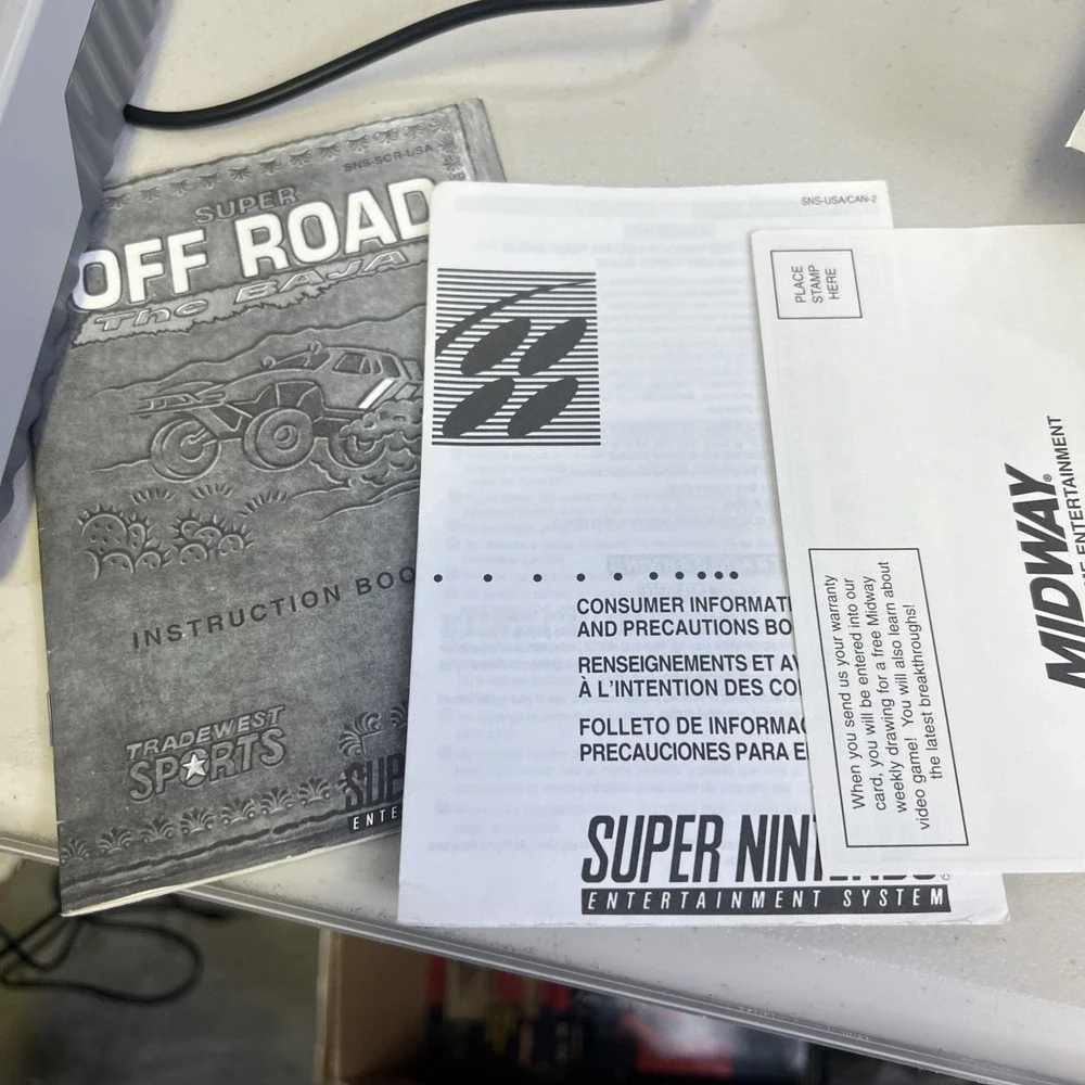 Tradewest Super Off Road: The‎ Baja Super Nintendo SNES Racing Box Manual